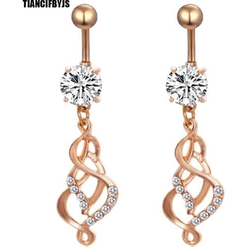 TIANCIFBYJS Woman Gold Navel Belly Button Ring Pircing Surgical Steel Dangle Belly Piercing Navel Rings Bar Body Jewelry 20pcs