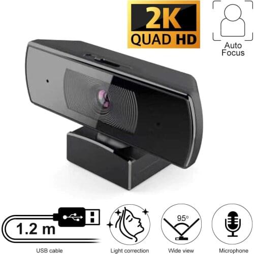 Web Camera 2K Cam With USB Connector And Build-in Microphone for Skype, MS Teams, Zoom, Home Office, Video Chat, Conference