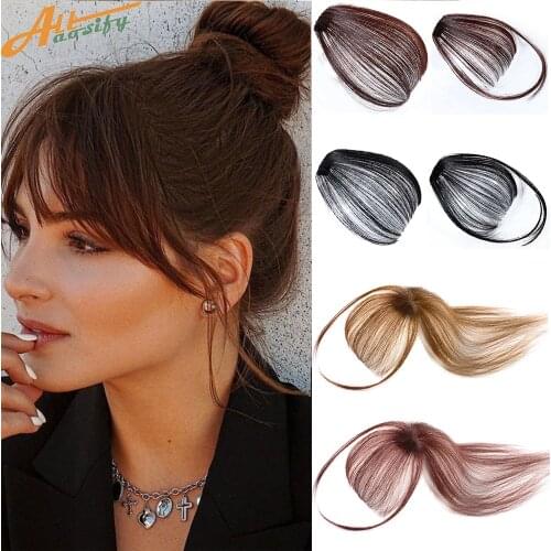 Air Bangs Hair Clip on Bangs Front Neat Bangs Fringe Hair For Women synthetic Hair clip in hair extensions Accessories Fake Hair
