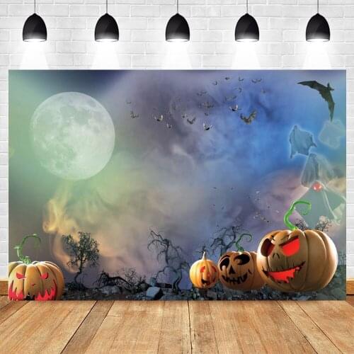 Yeele Halloween Backdrop Photocall Moon Planet Bats Light Spot Pumpkin Lantern Background Photography Photo Studio Photophone