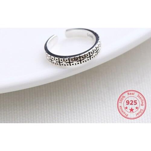 Korea Hot Style 925 Sterling Silver Ring Thai Silver Simple Retro Vintage Flower Open Ring Women Jewelry