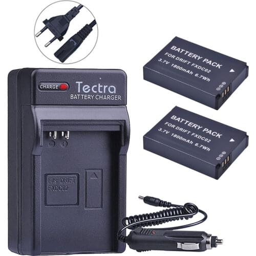 2PCS 1800mAh FXDC02 Battery+Digital Charger for Drift 72-011-00 FXDC02 CFXDC02 HD Ghost Ghost-S HD720 Battery+Car Plug