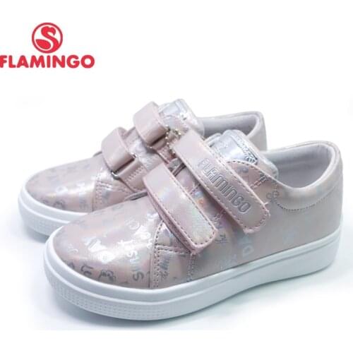 FLAMINGO 2020 Print Spring Genuine Leather Breathable Hook& Loop Outdoor sneakers for girl Size 27-33 Free shipping 201P-FD-1858