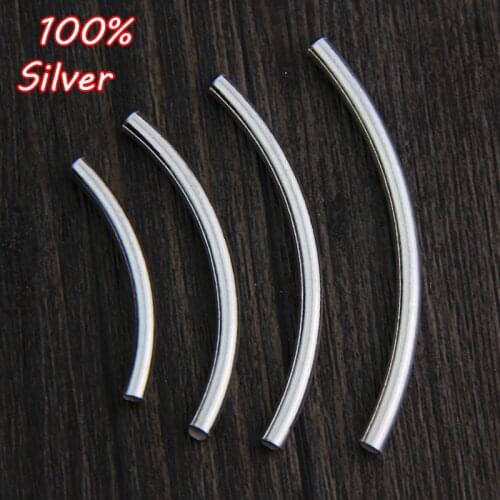 4pcs 925 Sterling Silver Color Curved Tubes Curved Tube Spacer Bars Tubes Beads Diy Jewelry/Bracelet Finding Wholesale