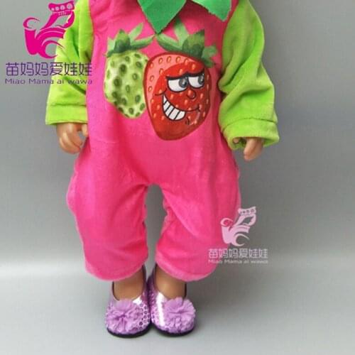 43cm Baby doll clothes strawberry set for 18 inch baby dolls suit with hat for 18 inch doll girls jumpsuit wearing