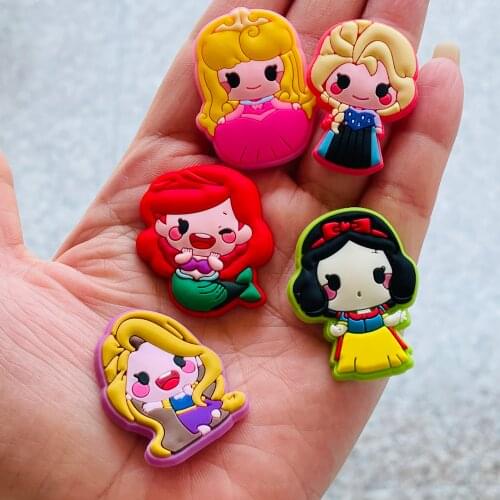 50pcs Cartoon Princess PVC Shoe Charms Shoe Accessories Garden Shoes Decoration for Croc Wristbands Jibz Girls Party X-mas Gift