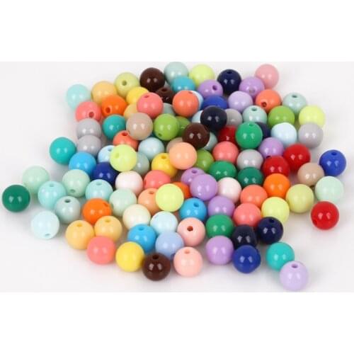 Mix Color 100Pcs/Lot Dia 8mm Hole 1.8mm Acrylic Beads Handmade DIY Necklace Bracelet Jewelry Making Material Round Loose Beads