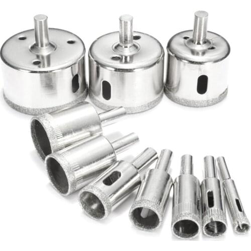10pcs Diamond Hole Saw Set Tile Ceramic Glass Porcelain Marble 8mm-50mm Hole Saw Drill Bit