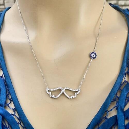 Angel Love 925 Sterling Silver Necklace Women Girls Gift Jewelry Accessories Fashion Handmade Elegant Chain