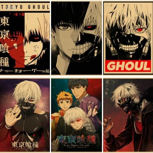 Anime Posters Japan Anime Tokyo Ghoul Retro Poster Wall Posters Home Decor Wall Art Canvas Painting Photos for Childrens Room