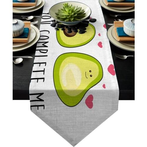 Avocado Green Cute Cartoon Table Runner Table Flag Home Party Decorative Tablecloth Table Runners