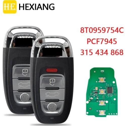 HE Xiang Car Remote Key For Audi A4 S4 A5 S5 Q5 FCCID 8T0959754C 315 434 868Mhz PCF7945A Chip Auto Smart Control Replace Car Key