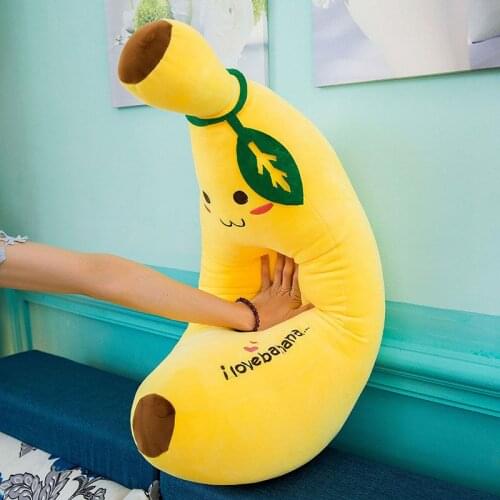 Dorimytrader Big Soft Simulation Fruit Banana Plush Pillow Stuffed Cartoon Yellow Banana Toy Cushion Gift for Children 80cm