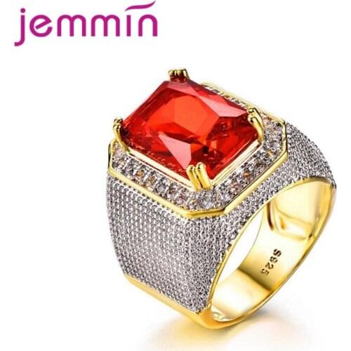 Hip Hop Big Cubic Zirconia Rings For Men Women 925 Sterling Silver Rhinestone CZ Crystal Birthdaty Party Jewely Gift