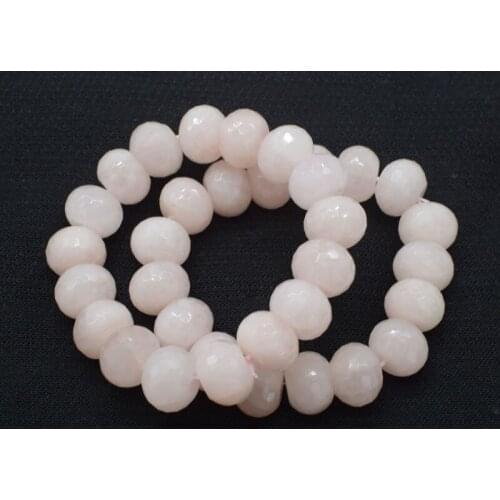 Rose Quartz roundel faceted 12*16mm bracelet 7.5inch FPPJ wholesale beads nature gemstone
