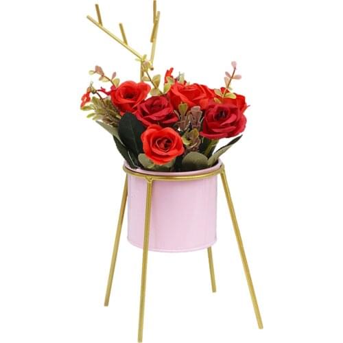Artificial Flowers Bouquet With Pot Home Silk Flower Table Centerpiece Flower Arrangement Showpiece Wedding Decorations