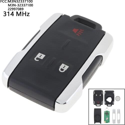Black ABS 314MHz 3 Buttons Keyless Remote Key Fob with ID46 Chip M3N32337100 / M3N-32337100 / 22997089 Fit for Chevrolet