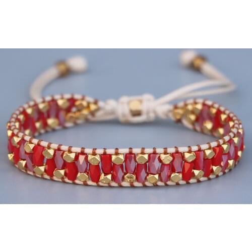 EDOTHALIA 6 Colors Glass Crystal Beads Handwoven Wax Rope Wrap Bracelet Women Girls Friendship Bracelet Jewelry