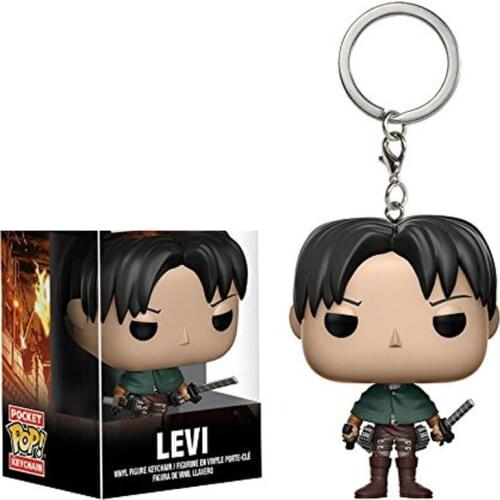 FUNKO Japanese Anime Attack On Titan Levi PVC Action Figure Keychain Pocket Collection Model Toys For Children Christmas Gift