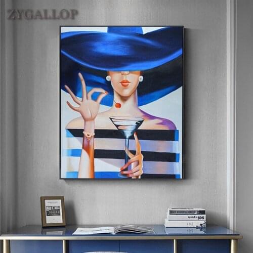 Drinking Woman Canvas Painting Character Oil Painting Prints Wall Art Posters and Prints Cuadros Wall Picture For Bedroom Decor