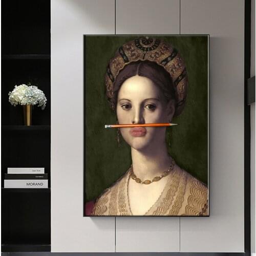 Classical European Oil Woman Cover Eyes Blowing Bubbles Canvas Paintings Fun Abstract Wall Art Prints Posters Pictures