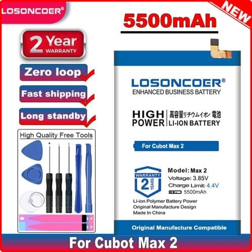 LOSONCOER Good Quality Battery Top Brand 100% New 5500mAh Battery for Cubot Max 2 Batteries + free Tools