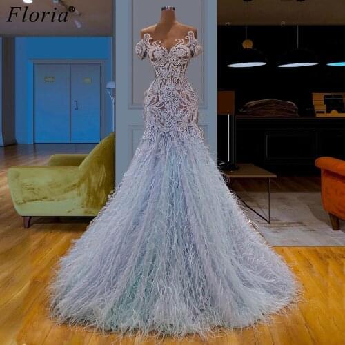 Fashion Design Long Prom Dresses 2019 Arabic Feathers Formal Evening Dresses Vestidos De Fiesta Cocktail Dress Party Custom