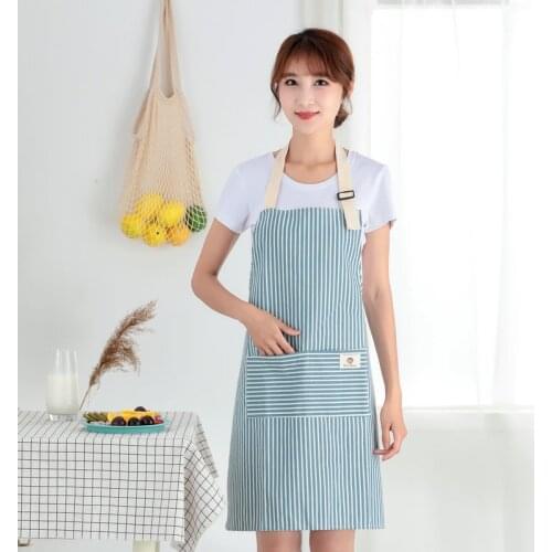Fashion Simple SmallFresh Stripe Kitchen Antifoul Apron Pinafore Woman Cooking Accessories Cafe Restaurant Flower Shop Overalls