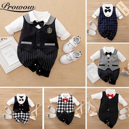 Prowow Mens Baby Clothes Gentleman Babys Rompers Handsome Newborns Jumpsuit For Kids Toddler Baby Costume Childrens Overalls