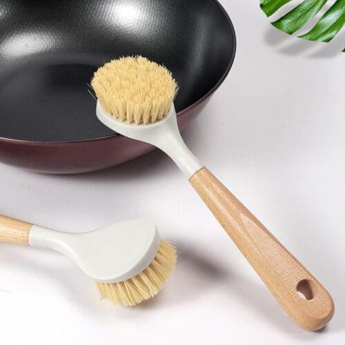 Natural Wooden Dish Brush with Handle Pan Pot Brush Dish Bowl Washing Cleaning Brush Kitchen Tool Bowl Washing Cleaning Brush