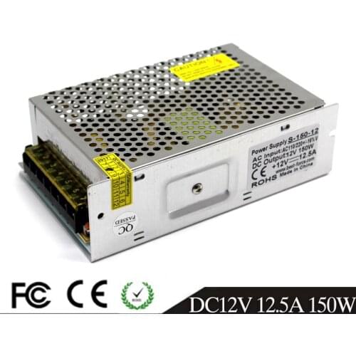 Single Output Switching Power Supply 12V 12.5A 150W Transformer 110V 220V AC To DC12V SMPS for Led Strip Display Light Lamp