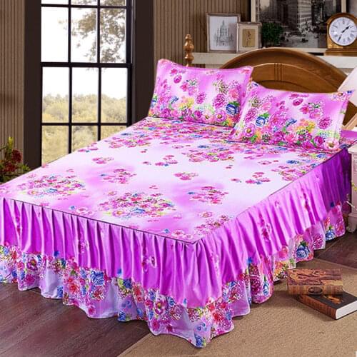 100% Cotton Bed Skirt Comfortable Textile Bedding Bedspread Winter Bed Sheet With Pillowcase Pink Panda Lovers Non-slip F0381