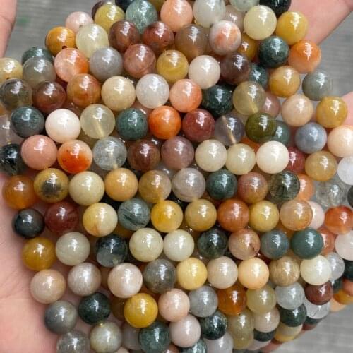 Natural Stone Mix Rutilated Quartz Crystal Beads 6mm 8mm 10mm Pick Size 15'' Round Loose Gemstones Beads For Jewelry Making