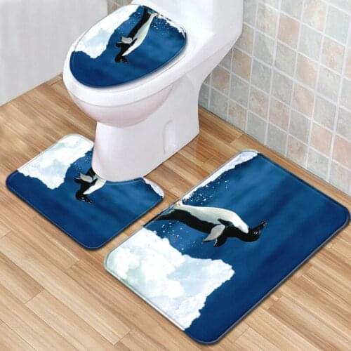 Dog cat pattern bathroom products bathroom rug bathroom carpet bathroom mat Non-slip Toilet Lid Cover mat Toilet Three-piece set