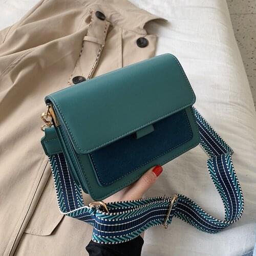 Vintage women Shoulder Bag Wide strap female Messenger Bag PU Leather Small Chains Flap Bags for ladies handbag bolsos feminina