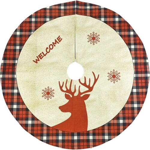 Christmas Tree Skirt Deer Pattern Xmas Tree Mat, 117CM Christmas Ornament Decoration, Festival Gift for Family