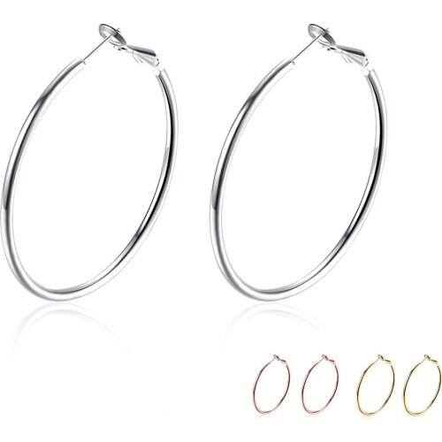 ZEMIOR Europe And America Style Hoop Earrings For Women Rose Gold Color Minimalist Round Earring Girl Engagement Fashion Jewelry