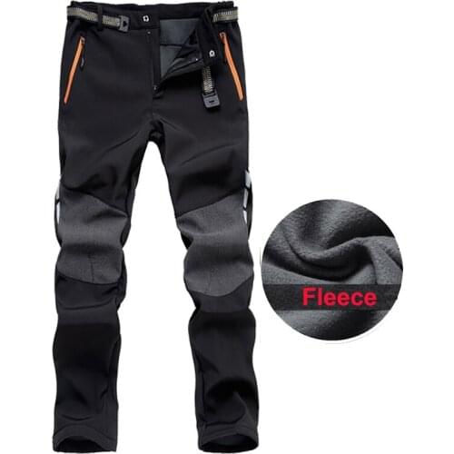 Winter Man Waterproof Camping Trekking Fleece Outdoor Hiking Pants Climb Fish Ski Softshell Thicken Trousers Sports Pants 4XL