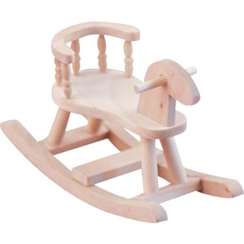 1/12 Dollhouse Miniatures Unpainted Cockhorse Chair Wooden Furniture Bedroom