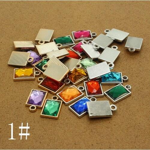 10pcs Rectangular Love Waterdrop Mix Charms Shiny Glass Geometric Necklace Earring Pendant Trendy Women Jewlery Accessory