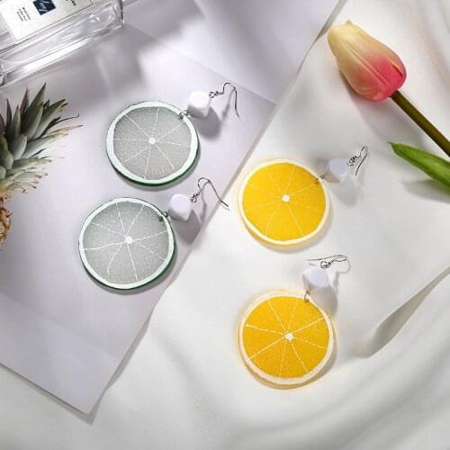 Tassel Acrylic Geometric Fresh Orange Lemon Small Jewelry Long Dangle Earrings Big Drop Earings for Women Jewelry