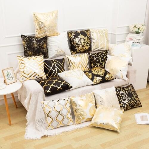 4/6PCS Bronzing Pillowcase Bedroom Home European Classic Sofa Cushion Cover Bedroom Car Pillowcase Pillows Decor Home 45X45CM