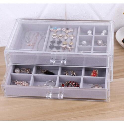 Velvet Jewelry Storage Tray Display Jewel Holder Stand Bracelet Necklace Ring Storage Box Showcase Drawer Jewelry Organize