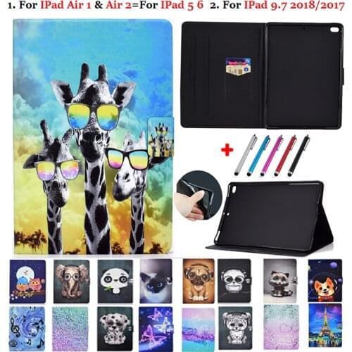9.7" Etui Case for iPad Air 1 2 5 6 9.7 Magnetic Stand PU Leather Case Cover for iPad 9.7 2017 2018 5th 6th Generation Cover Pen