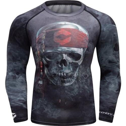 Cody Lundin Digital Print Long Sleeve Rashguard Skulls Design Customized Your Logo High Quality Elastic Fabric