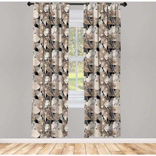 Floral Window Curtains Vintage Plant Arrangement with Soft Colors Faded Foliage Leaves Natural Vegetation Curtain
