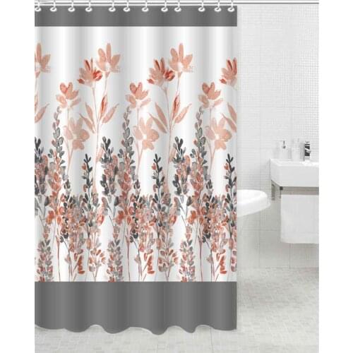 Flowers Shower Curtain Vine&Plant Bathroom Curtain Waterproof Fabric With Hook 72x72 Inch