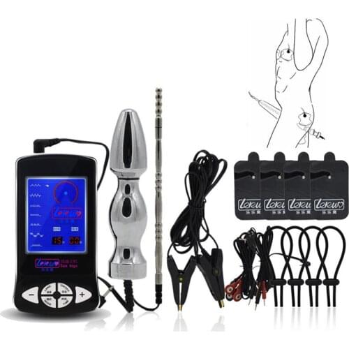 Electric Shock Anal Plug Penis Plug Cock Rings Massage Pad Nipple Clamps Medical Themed Toys For Men Electric Shock Sex Products