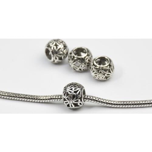 Daisies Murano Flower Heart European Beads Fit Charms Bracelets & Bangles