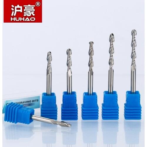 HUHAO 1pc 4mm ball nose end mills 2 Flute Spiral CNC router bits for wood tungsten carbide milling 3A Top quality route tool